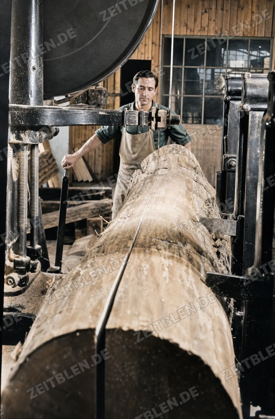 Schwere Holzarbeit an der Maschine bei Drexler