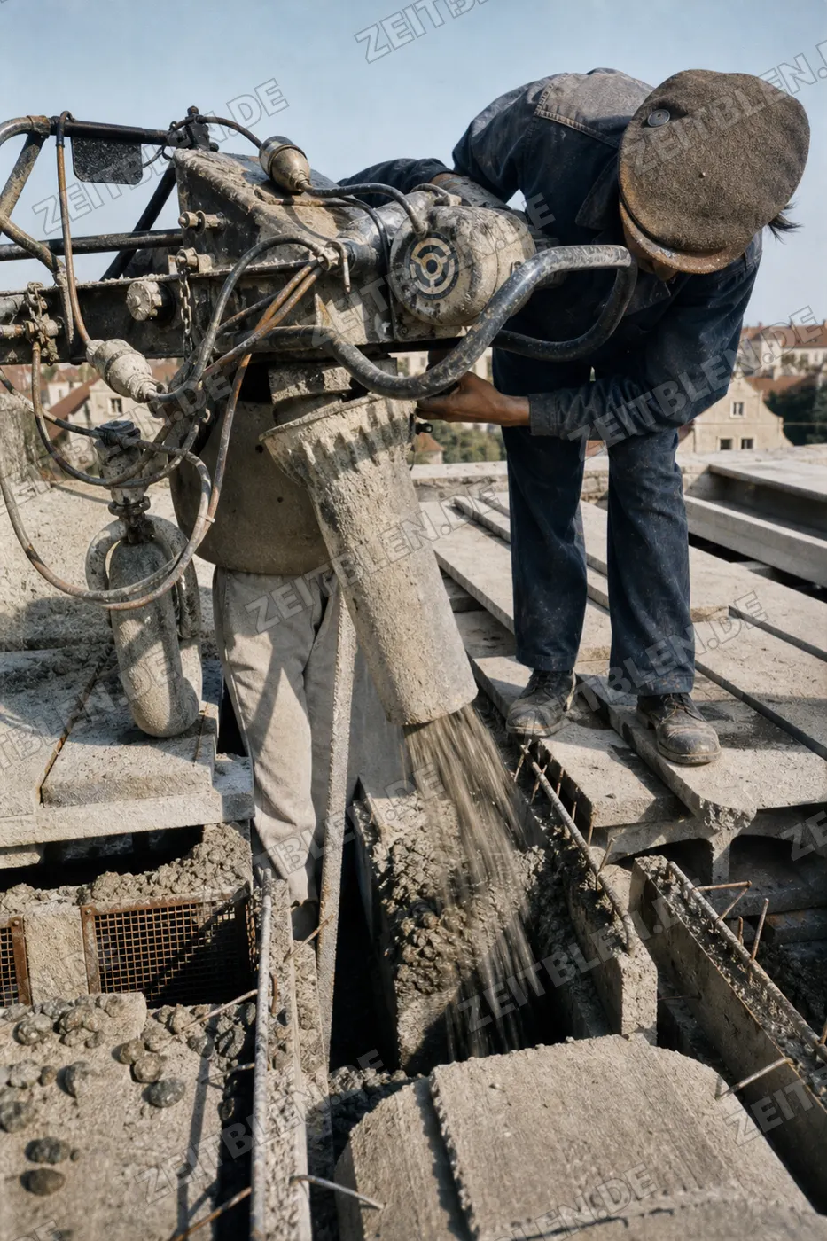 Bauarbeiter beim Betoneinbau auf einer Allianz-Baustelle