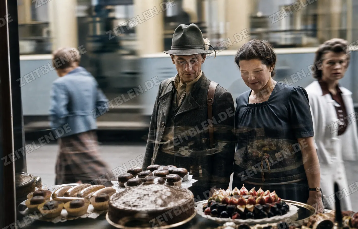 Paar vor einer Münchner Konditoreiauslage