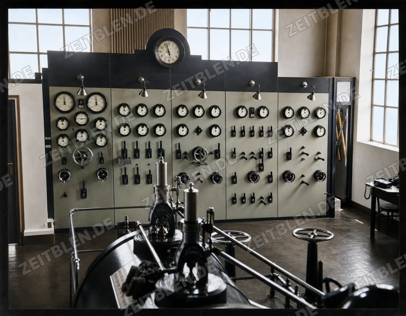 Schalttafel im Maschinenraum des Sägewerks Kirsch & Söhne