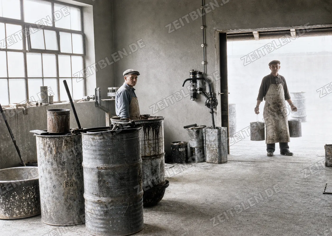 Materialtransport in einer chemischen Lackfabrik