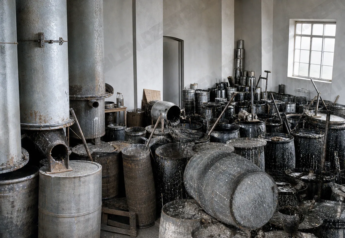 Mischraum einer Münchner Lackfabrik