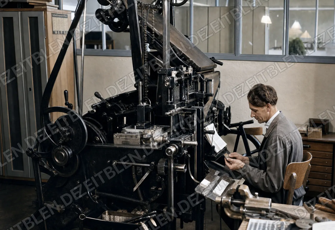 Linotypesetzer in der Druckerei Oldenbourg