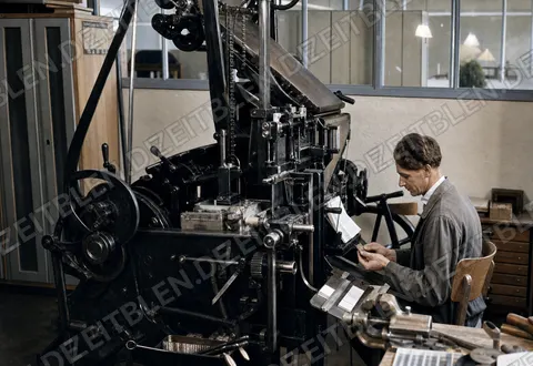 Linotypesetzer in der Druckerei Oldenbourg