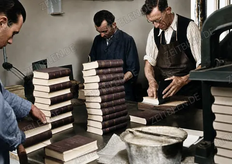 Buchbinderei-Arbeit bei Oldenbourg