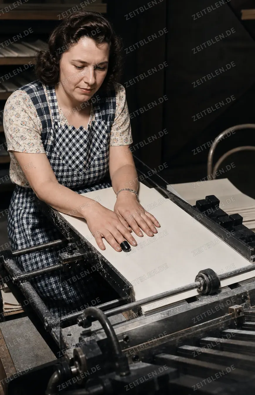Papierzuschnitt in der Druckerei Oldenbourg