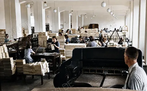 Blick in die Weiterverarbeitung der Druckerei Oldenbourg