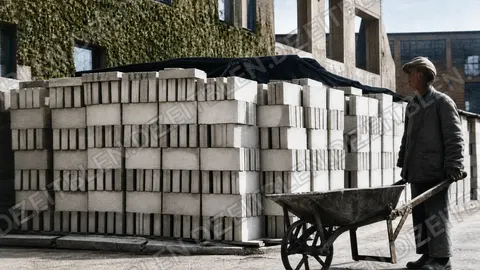 Gestapelte Porenbetonsteine im Versuchsbetrieb