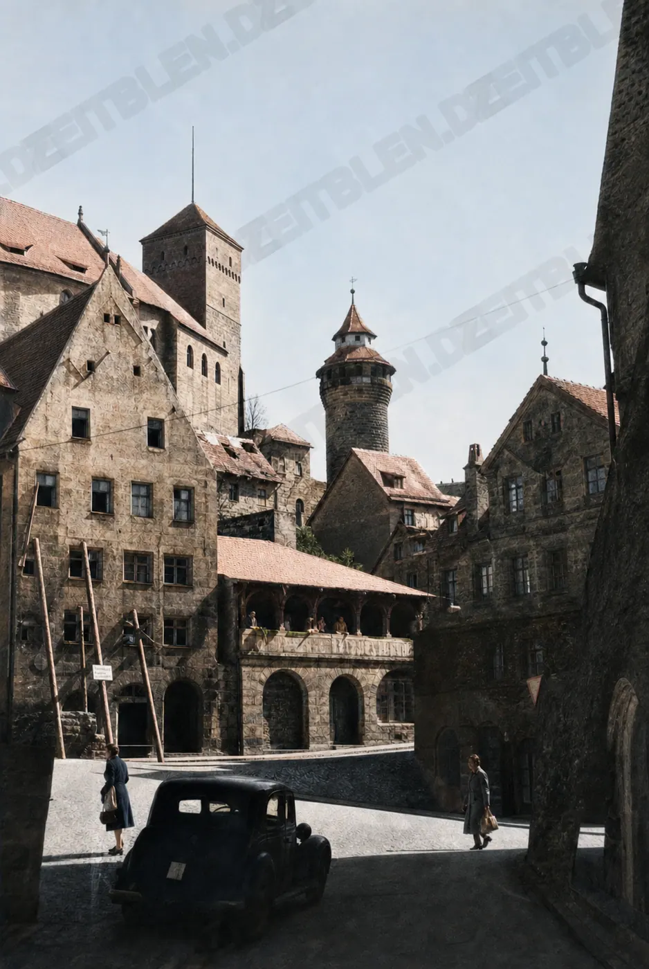 Vermutlich Tiergärtnertorplatz im Nürnberger Burgviertel, April 1949