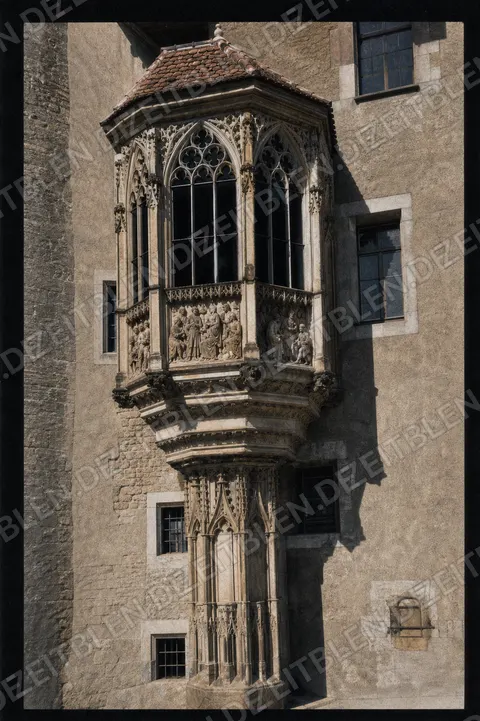Detail des Schönen Erkers am Pfarrhof St. Sebald, April 1949