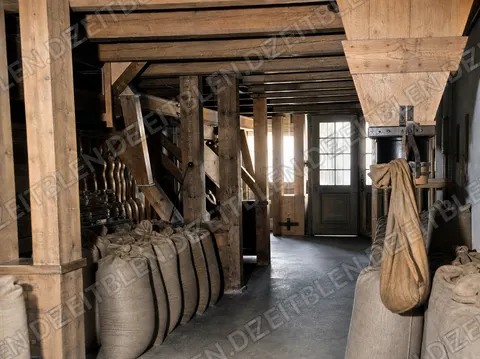 Sacklager in der Kunstmühle München, April 1949