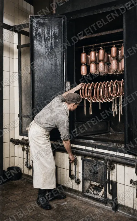 Räucher- oder Kochkammer für Wurstwaren bei Wiedemann, 1949