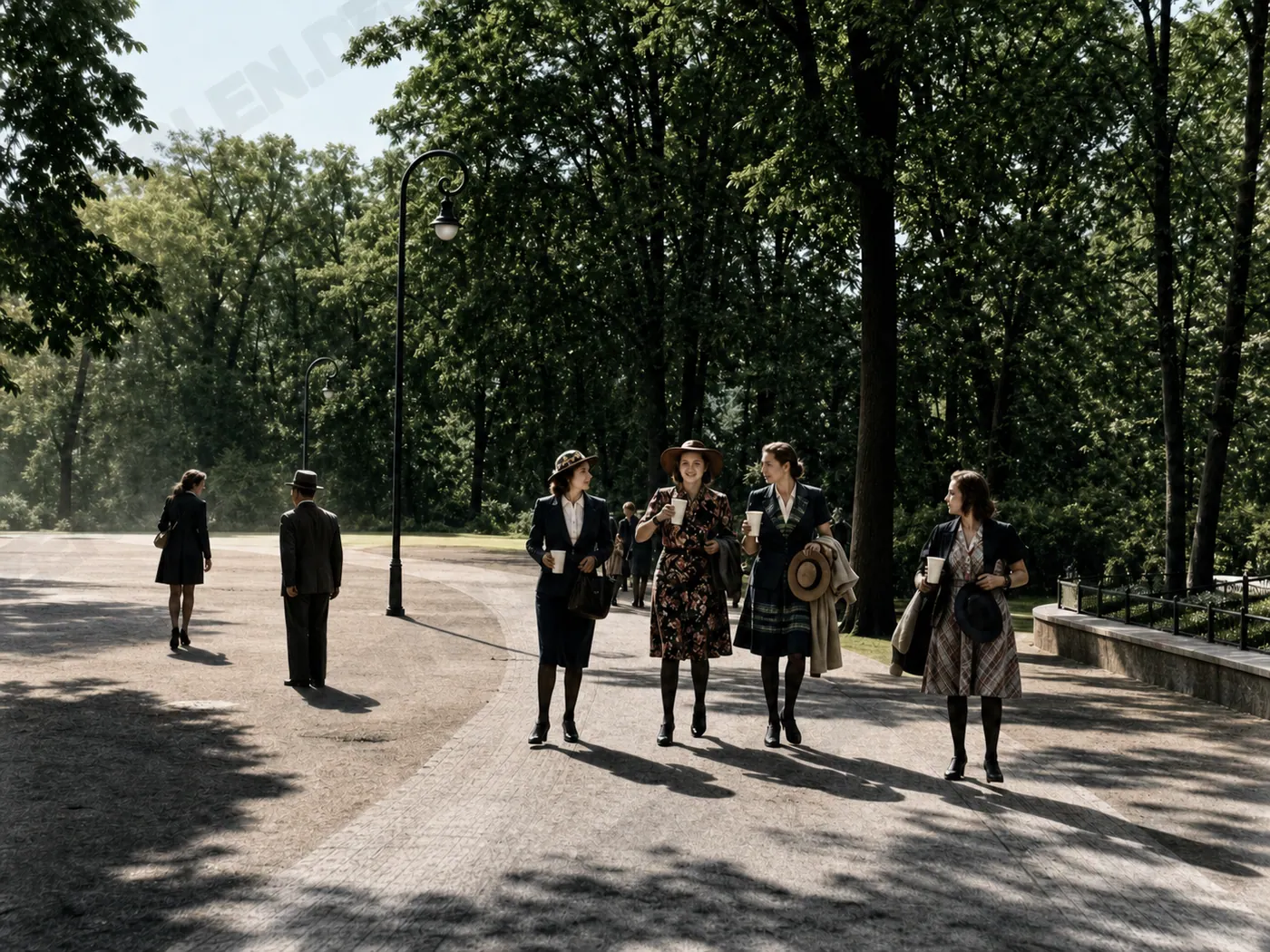 Freundinnen beim Spaziergang im Berliner Park