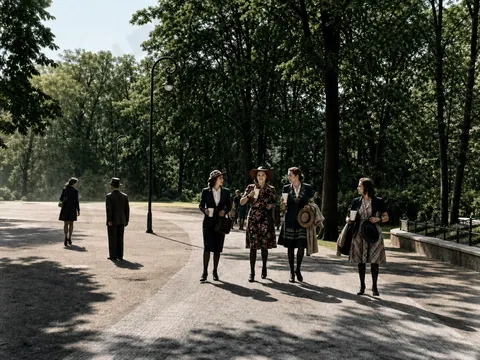 Freundinnen beim Spaziergang im Berliner Park