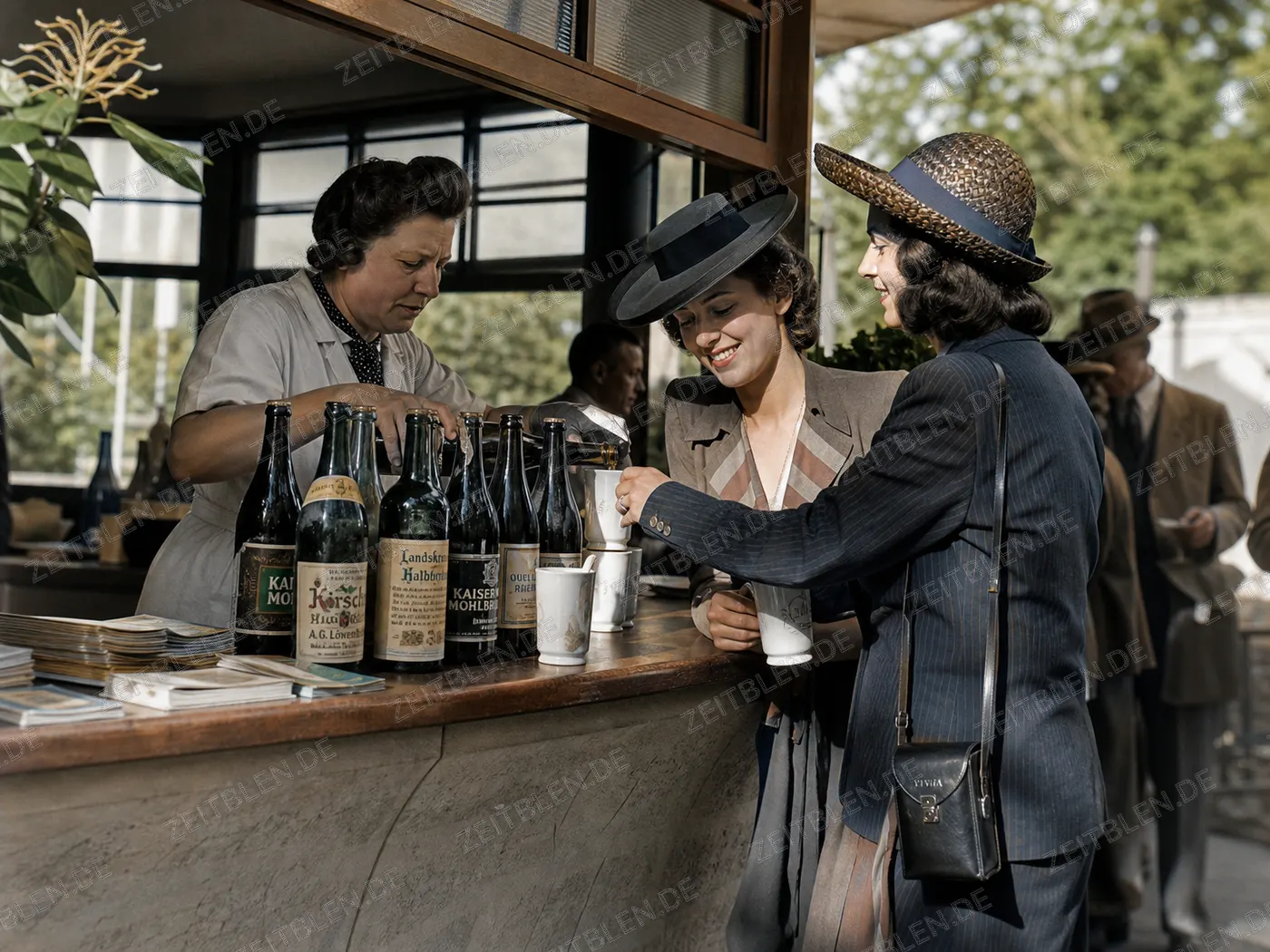 Freundinnen am Getränkekiosk in Berlin
