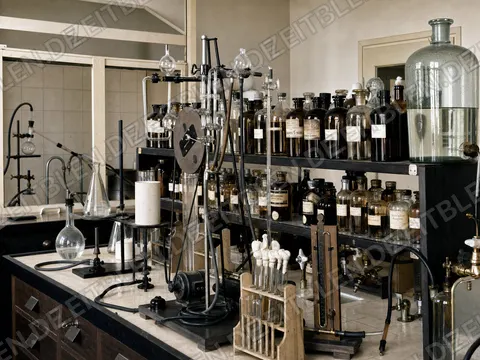 Detail einer Reagenzienbank im Pallmann-Chemielabor