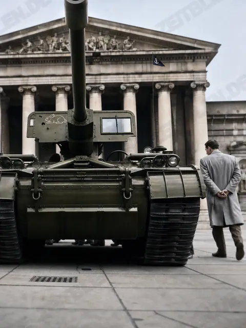 Panzer vor klassischer Architektur am Königsplatz