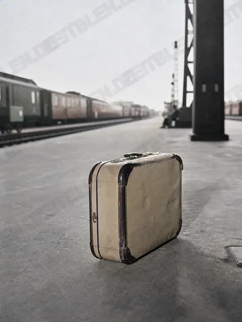 Alleinstehender Koffer am Münchner Bahnhof