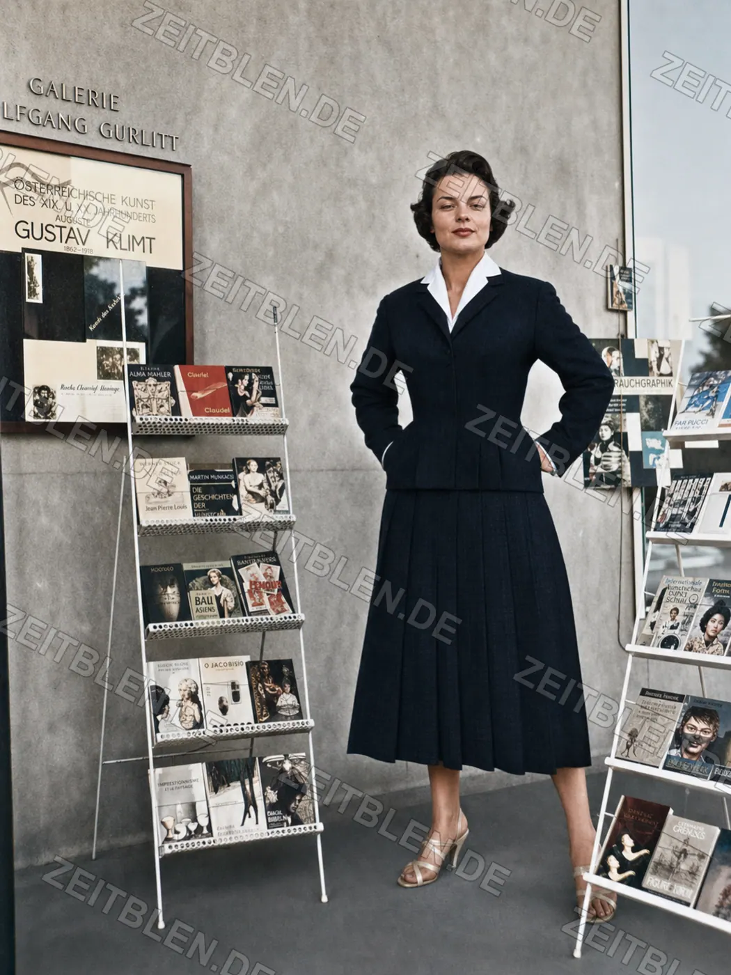 Lodenfrey-Modefoto vor der Galerie Wolfgang Gurlitt, München