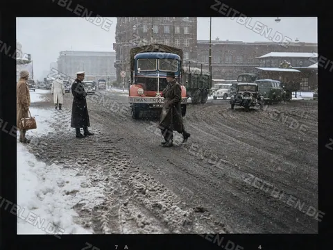 Erster Schnee auf Münchner Straße, 1956