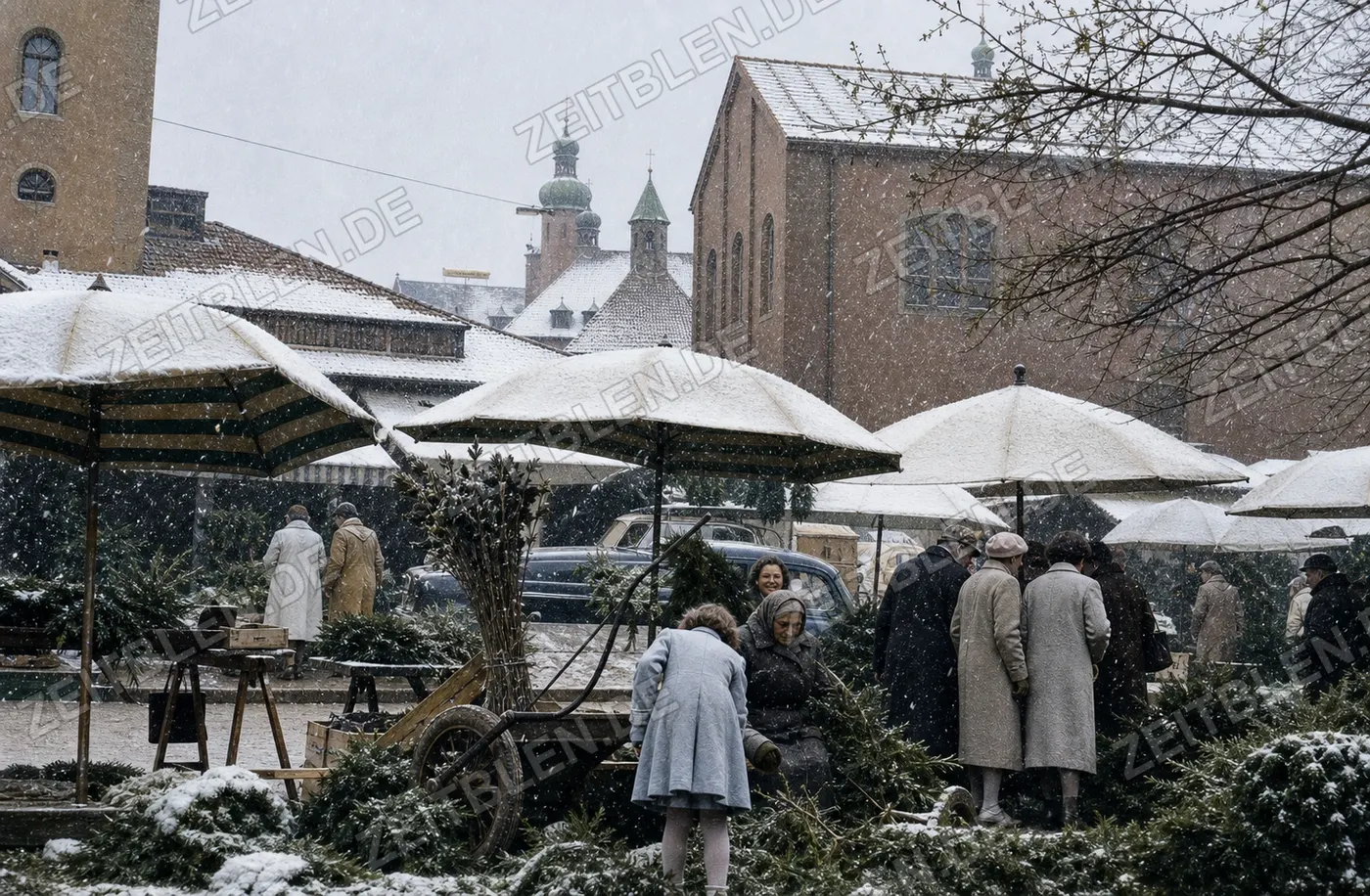 Viktualienmarkt im Schneefall