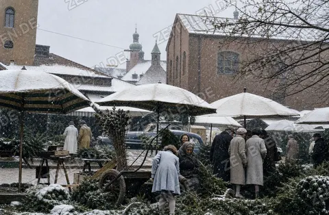 Viktualienmarkt im Schneefall