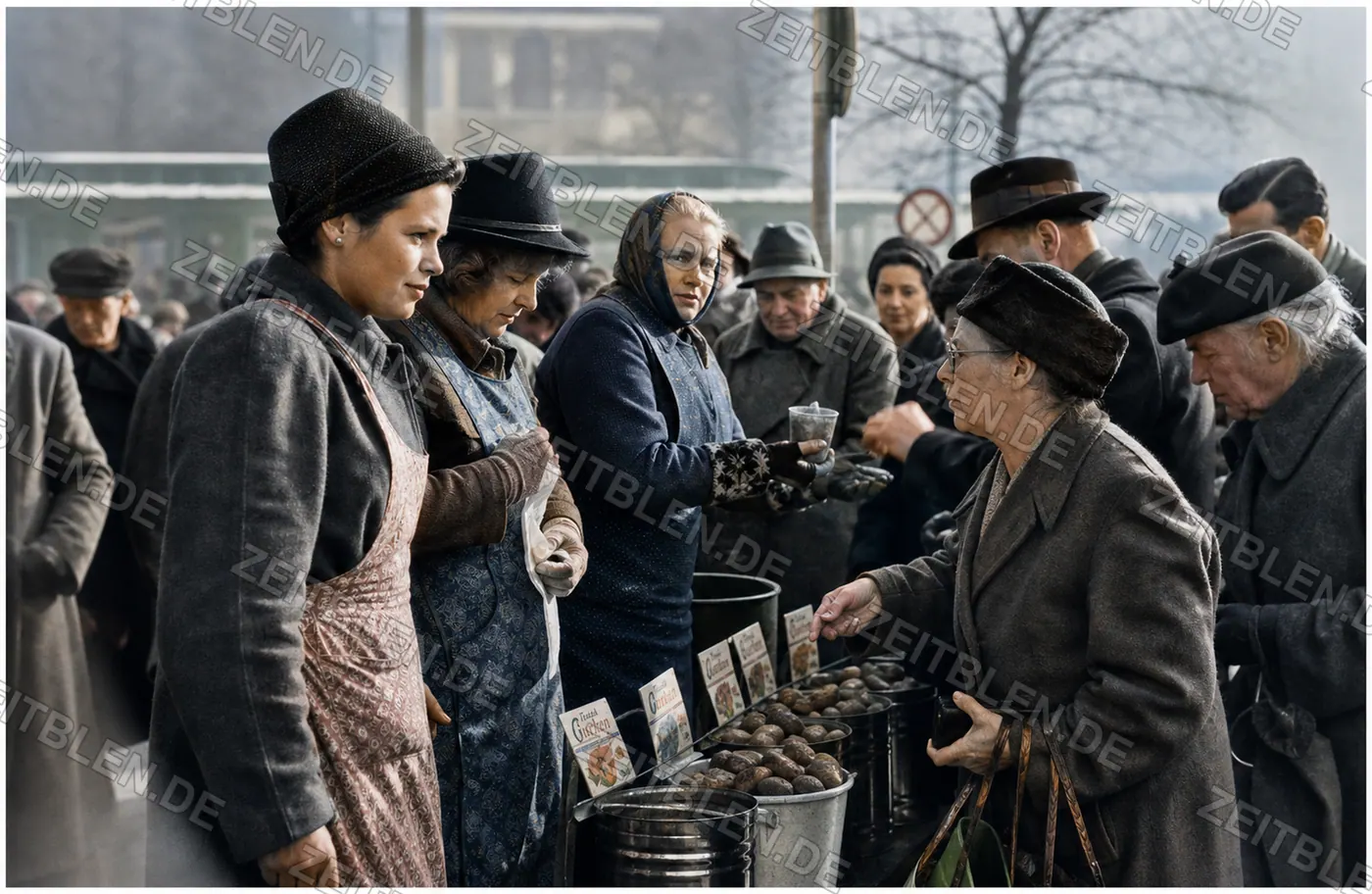 Einkauf am Viktualienmarkt in München, Frühjahr 1956