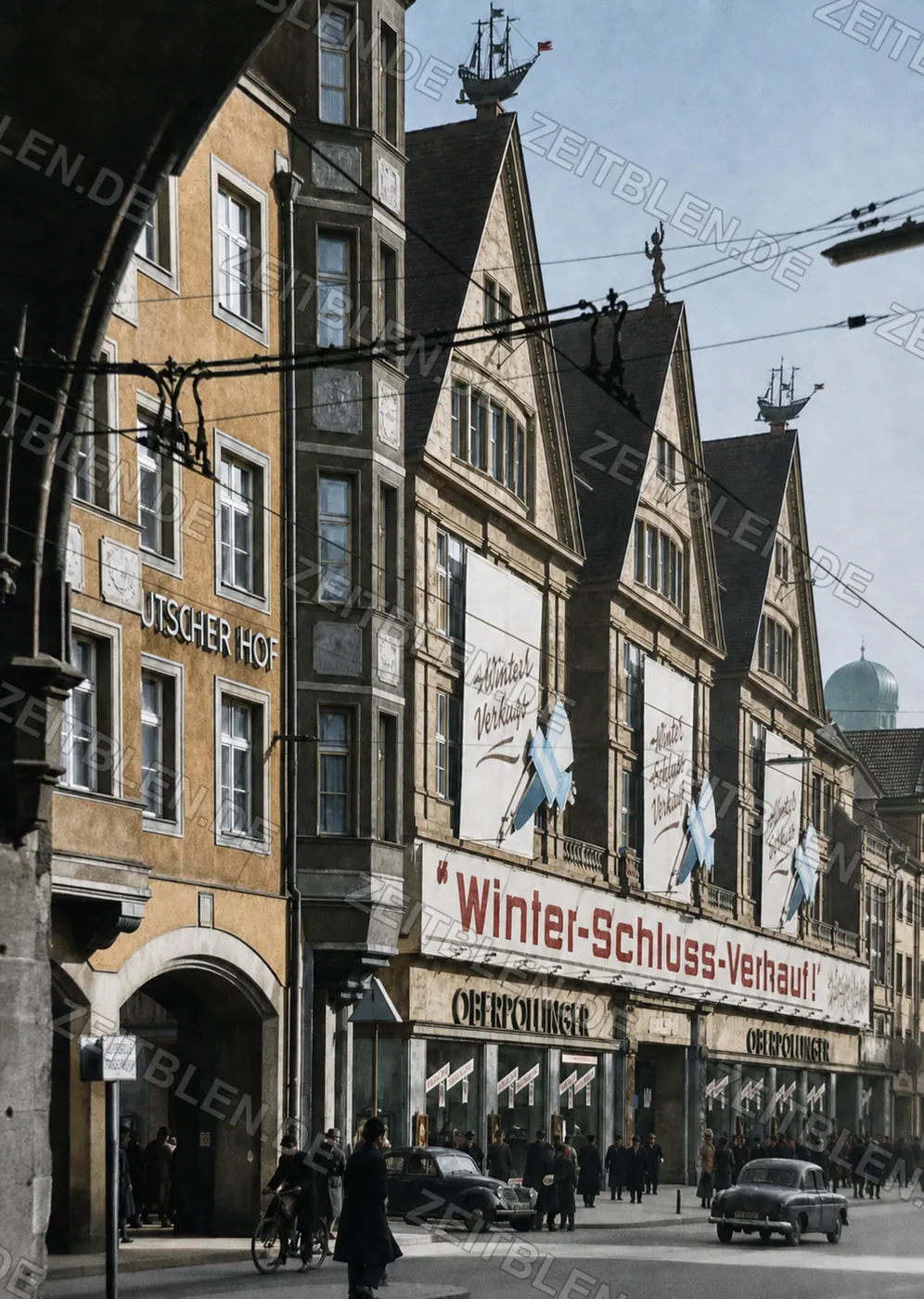 Winterschlussverkauf bei Oberpollinger in München, 1956