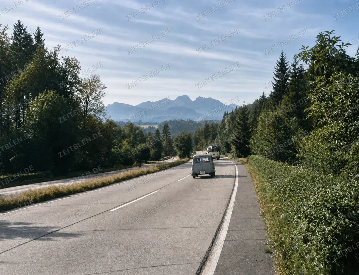 Ruhige Fahrt Richtung Alpen, 1955