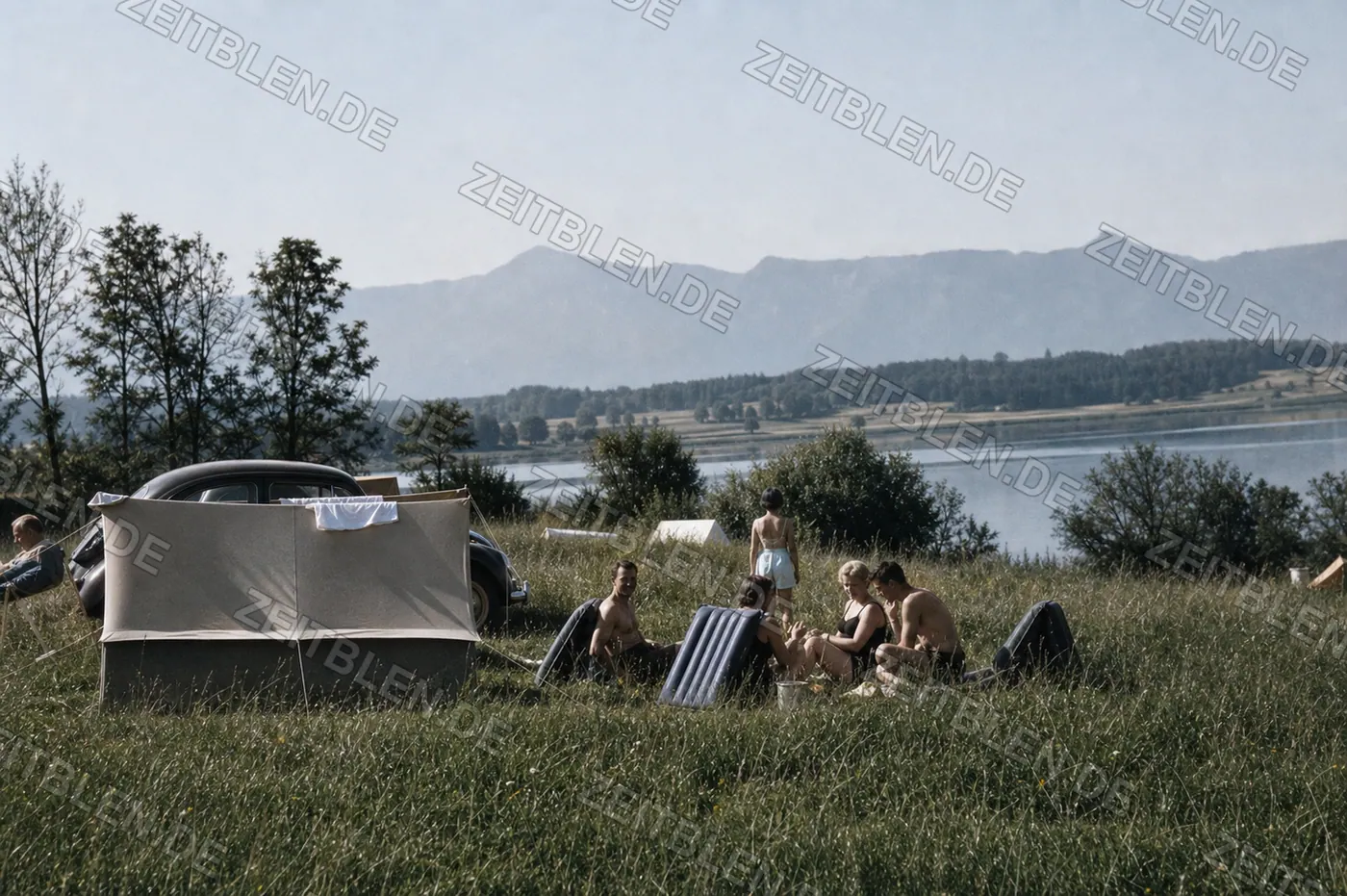 Campingwochenende im Alpenvorland, 1955