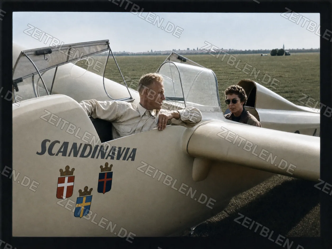 Vorbereitung an einem Segelflugzeug „SCANDINAVIA“, 1953