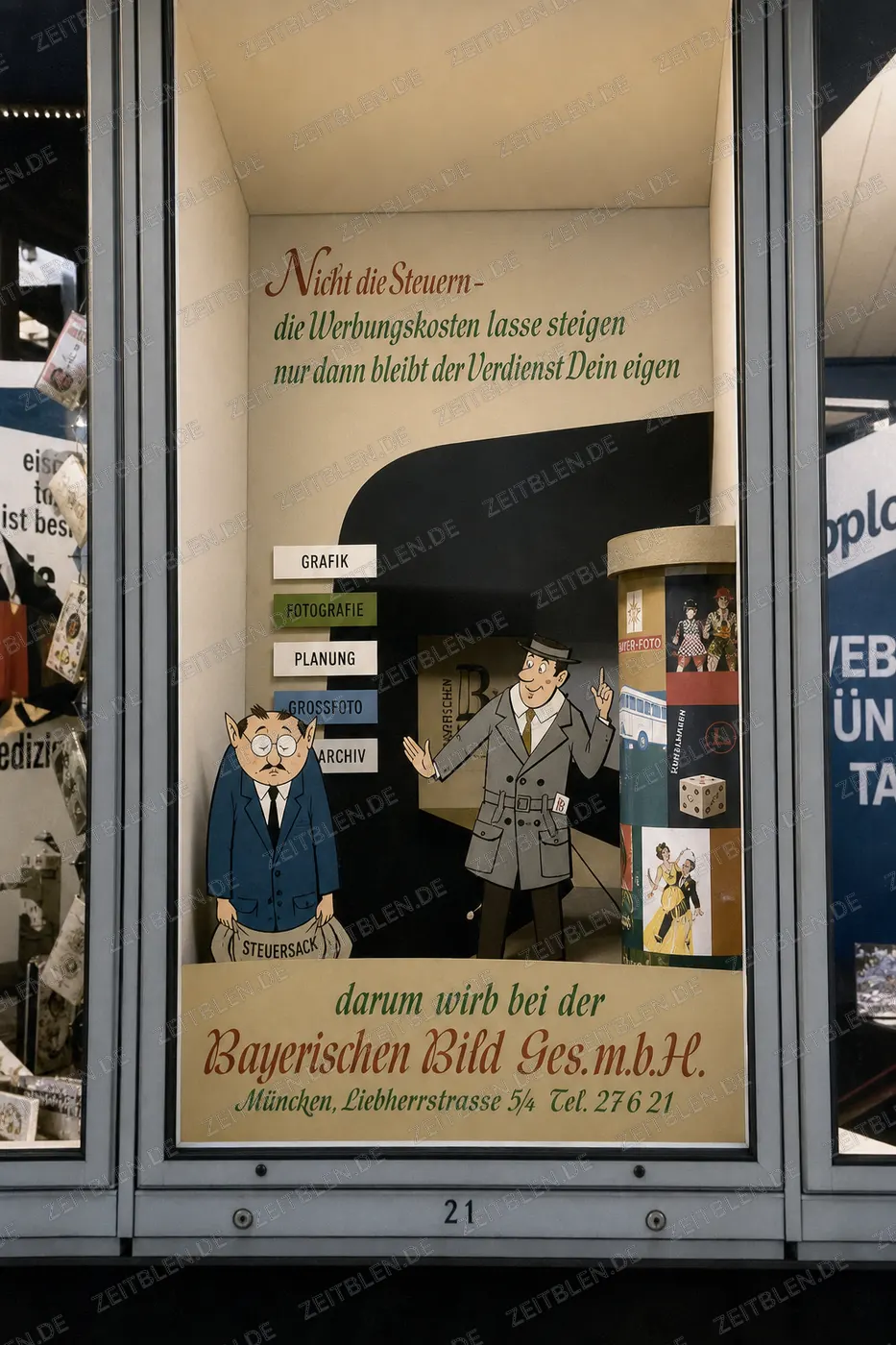 Werbeschaufenster der Bayerischen Bild Ges.m.b.H., München 1953