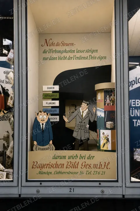 Werbeschaufenster der Bayerischen Bild Ges.m.b.H., München 1953