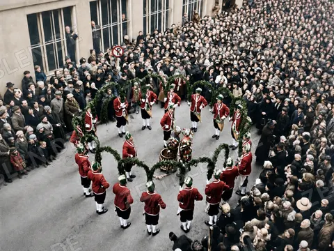 Schäfflertanz im Zuschauerring, München 1956