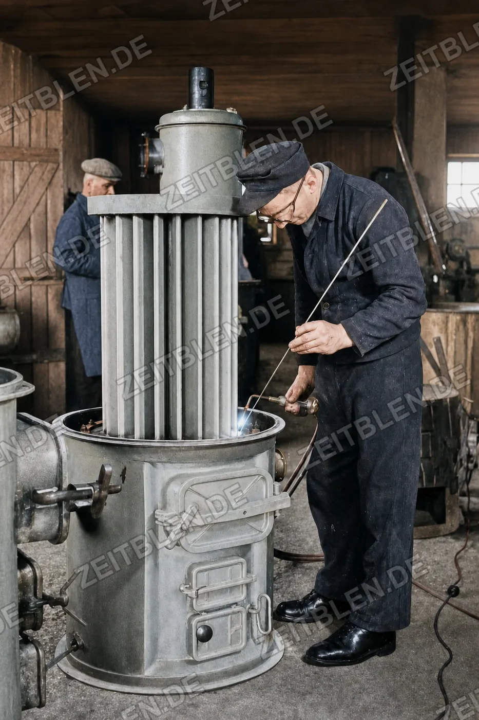 Arbeiter am Zeuch-Generator, Oberhaching 1949