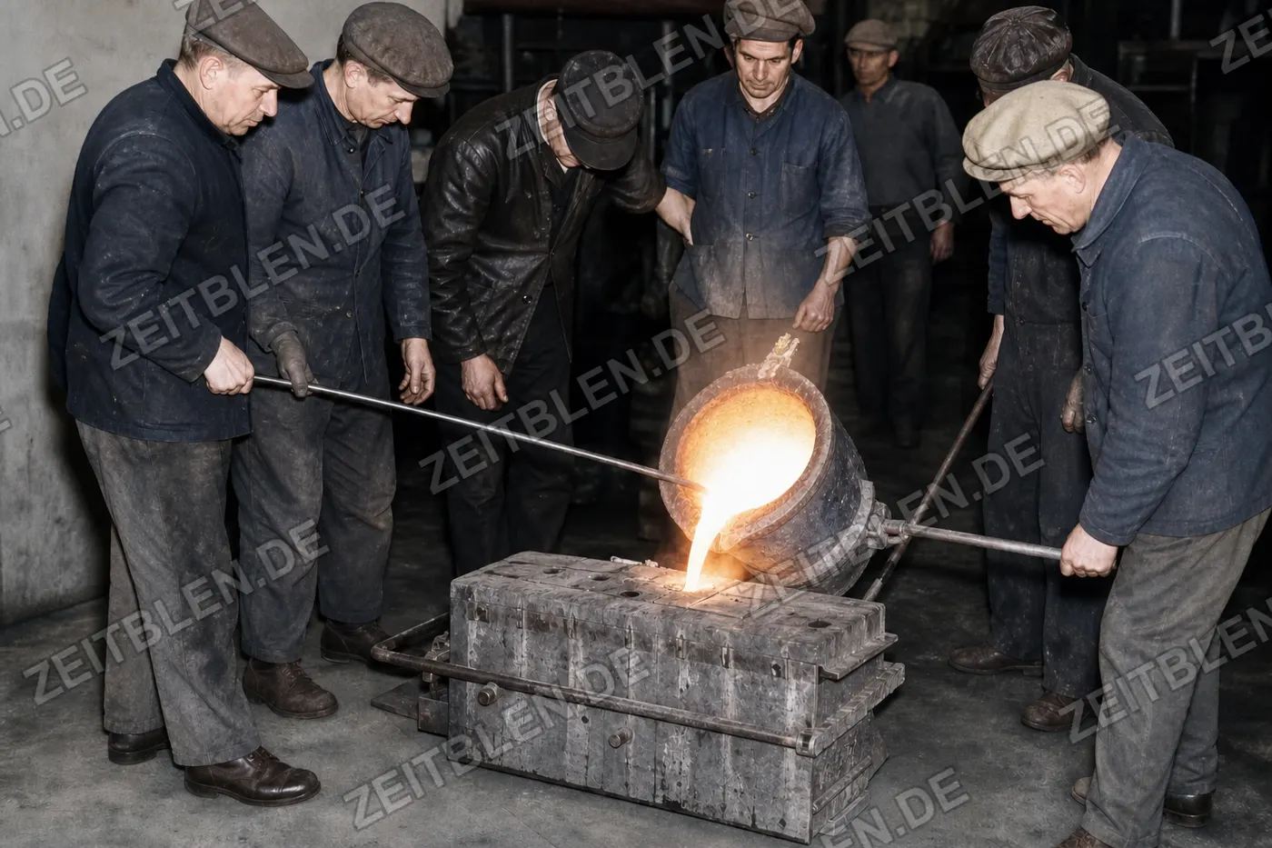 Metallguss bei Gießerei Heck, München 1949