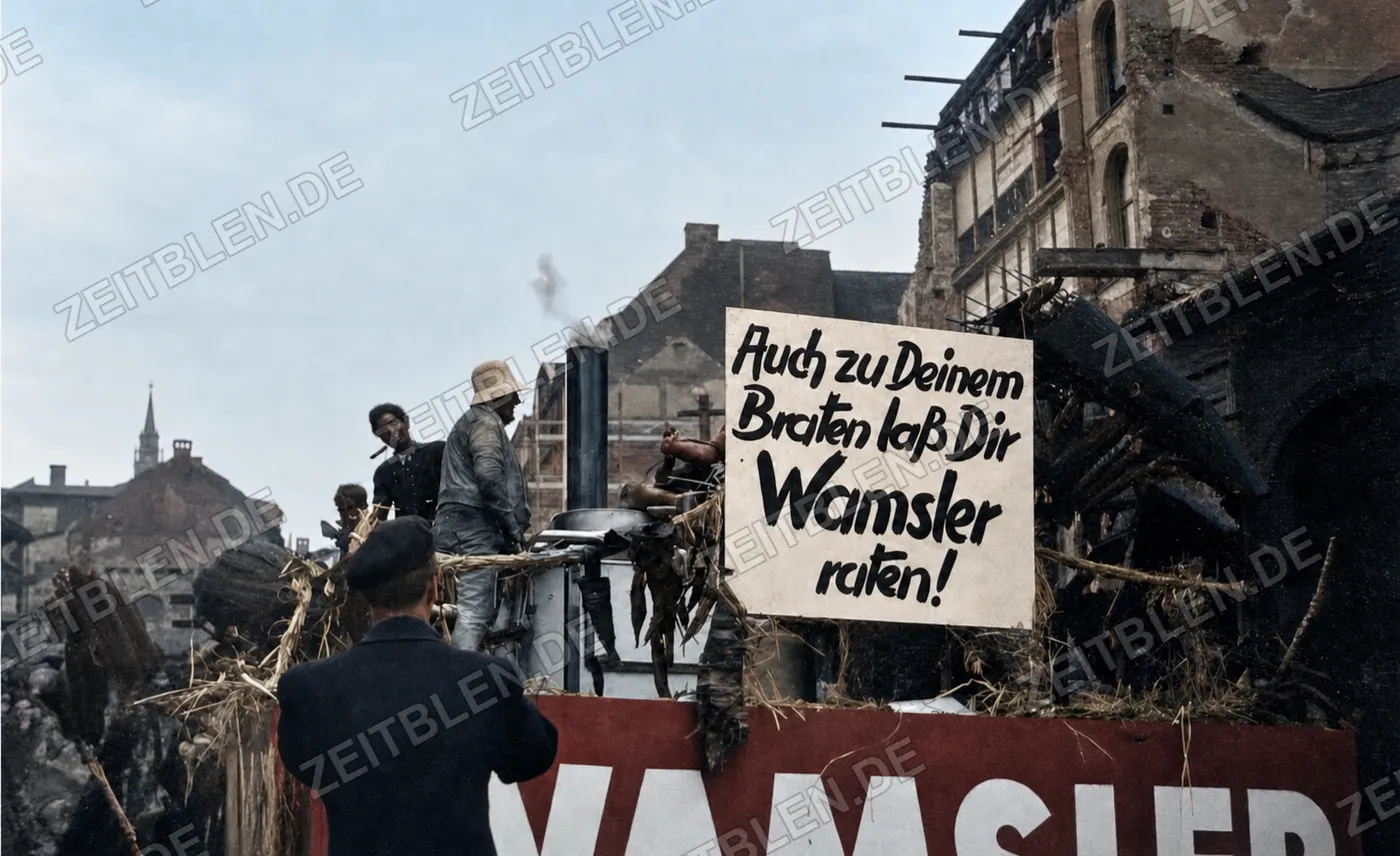 Wamsler-Werbewagen beim Münchner Faschingsumzug, 27. Februar 1949