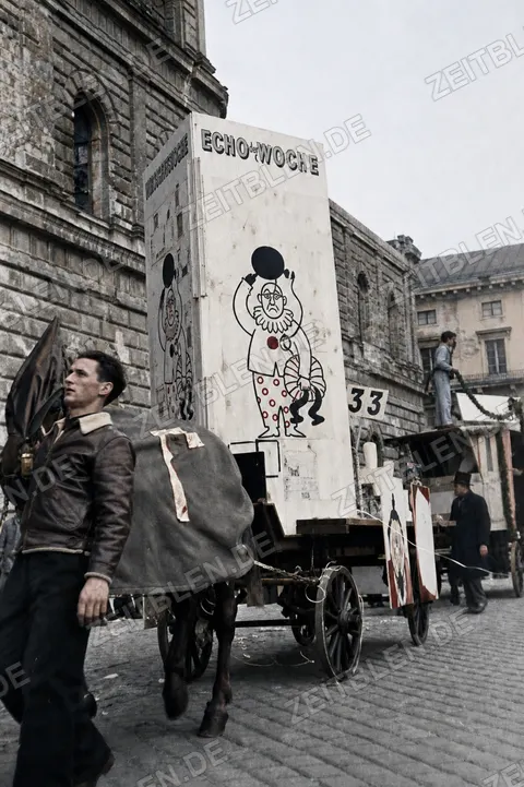 „Echo der Woche“-Wagen 33 beim Münchner Faschingsumzug, 27. Februar 1949