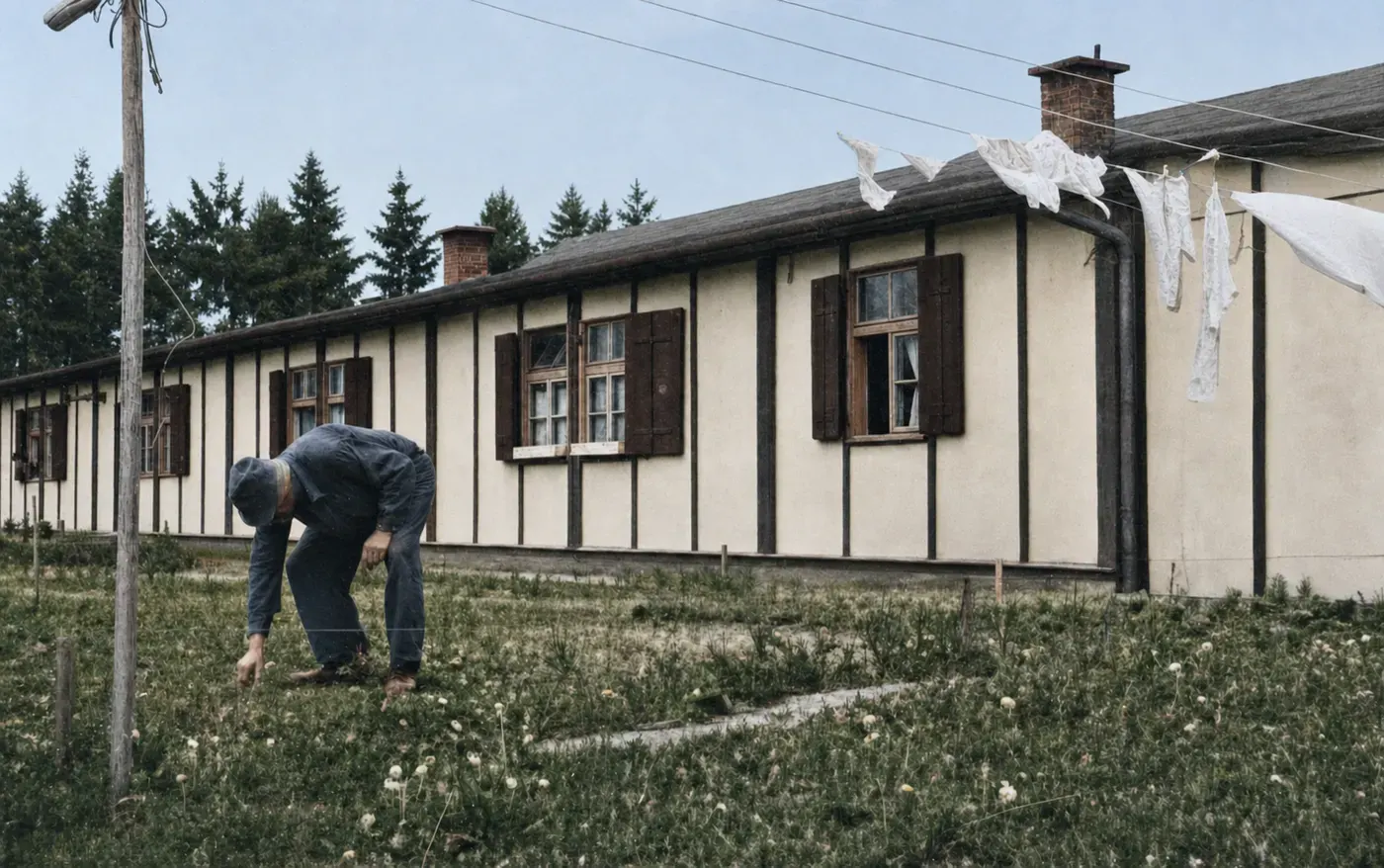 Langgestrecktes Haus aus dem Porenit-Werk in München-Haar, 27. Mai 1949