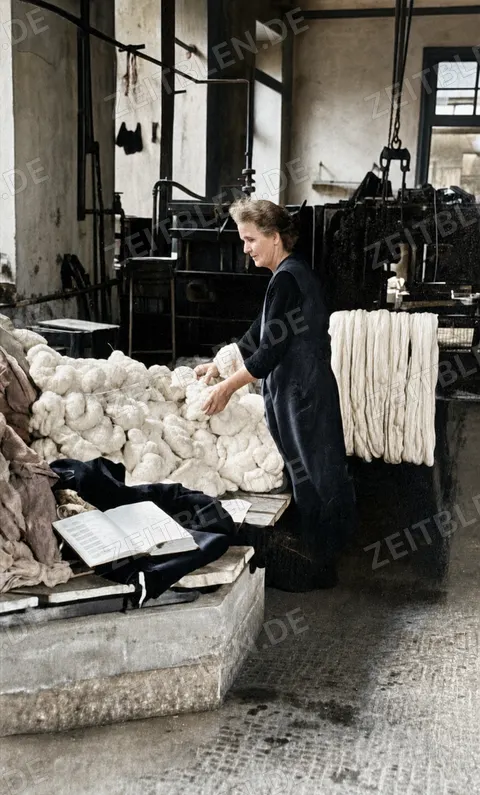 Textilvorbereitung in der Färberei Hermann Würth, München, 7. April 1949