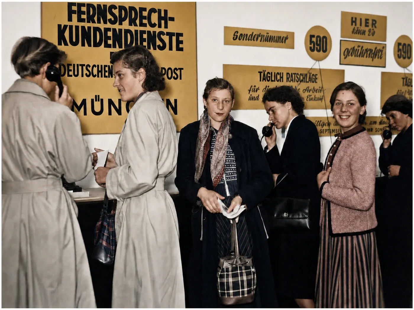 Fernsprech-Kundendienst der Deutschen Bundespost in München, September 1952