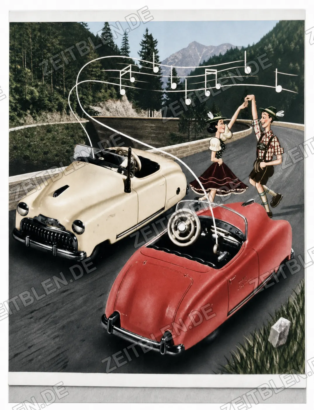 Schuco-Werbung mit Spielzeugautos, Juli 1952