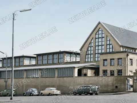 Gebäudefront der Großmarkthalle München, 1951