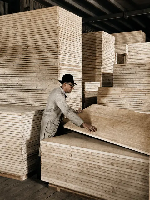 Holzplattenlager der Bayerischen Holz- und Furnier-Industrie