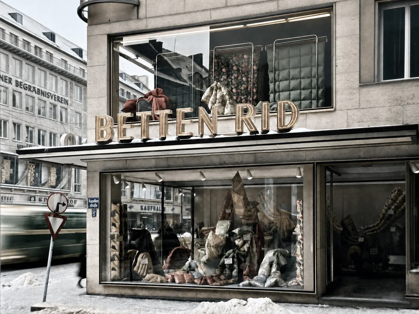 Metallbau-Arbeit am Betten-Rid-Schaufenster