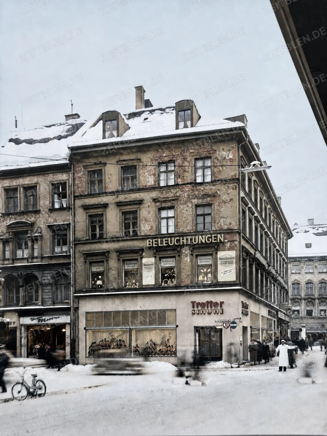 Tretter Schuhe und Heuschmann-Beleuchtungen im Winter