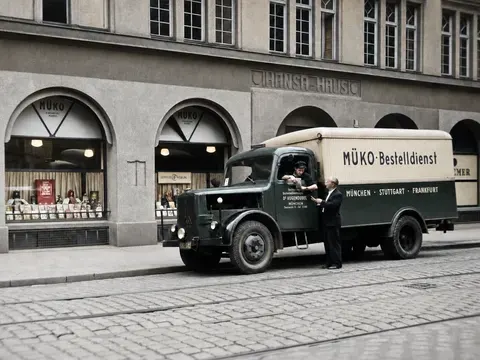 MÜKO-Bestelldienst vor dem Hansa-Haus