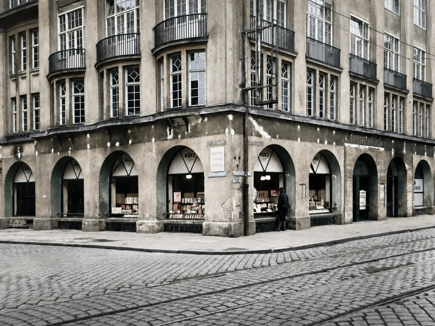 MÜKO-Schaufenster im Erdgeschoss des Hansa-Hauses