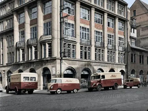 MÜKO-Fahrzeuge vor dem Hansa-Haus