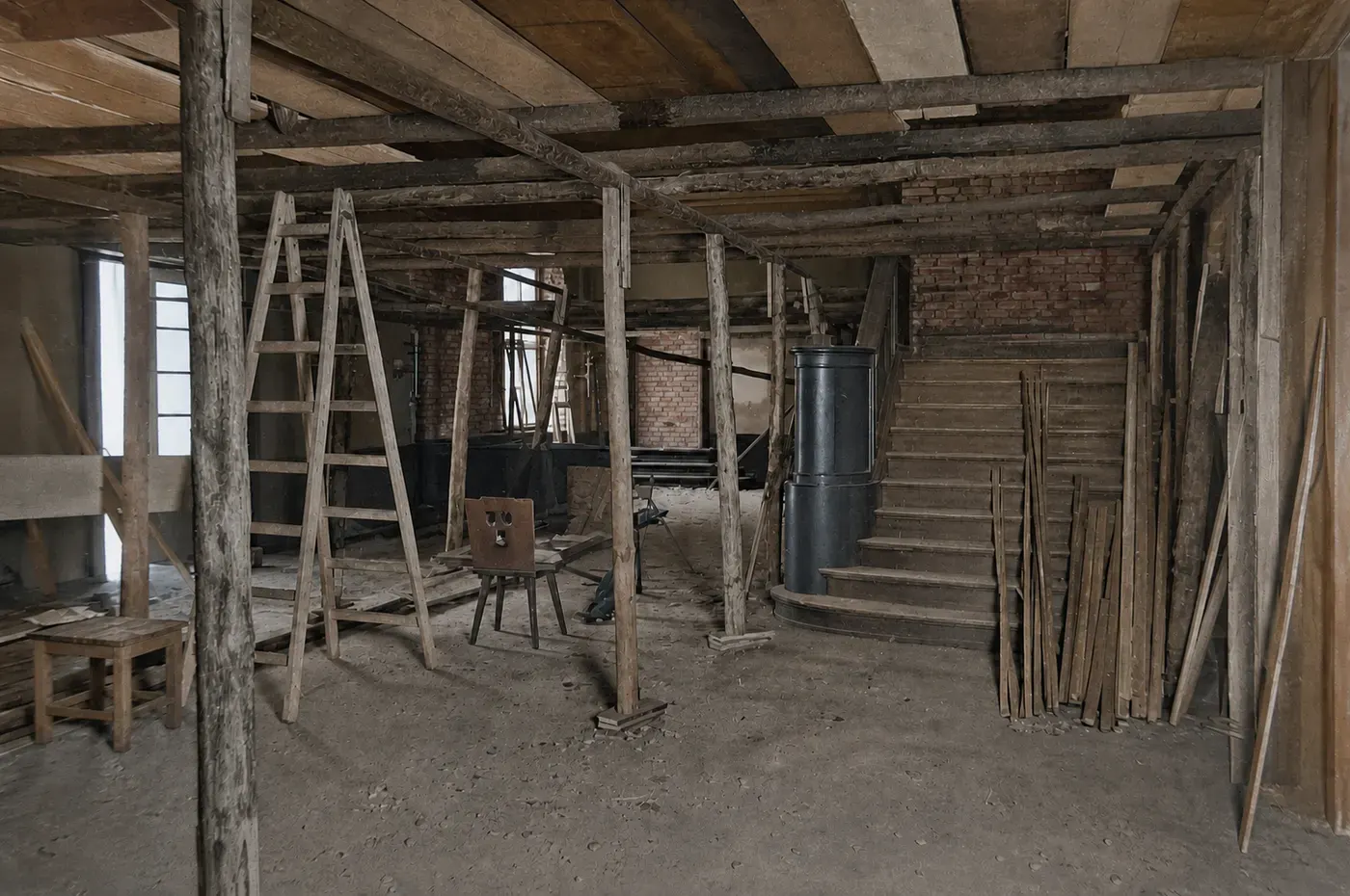 Baumaterial im beschädigten Münchner Künstlerhaus
